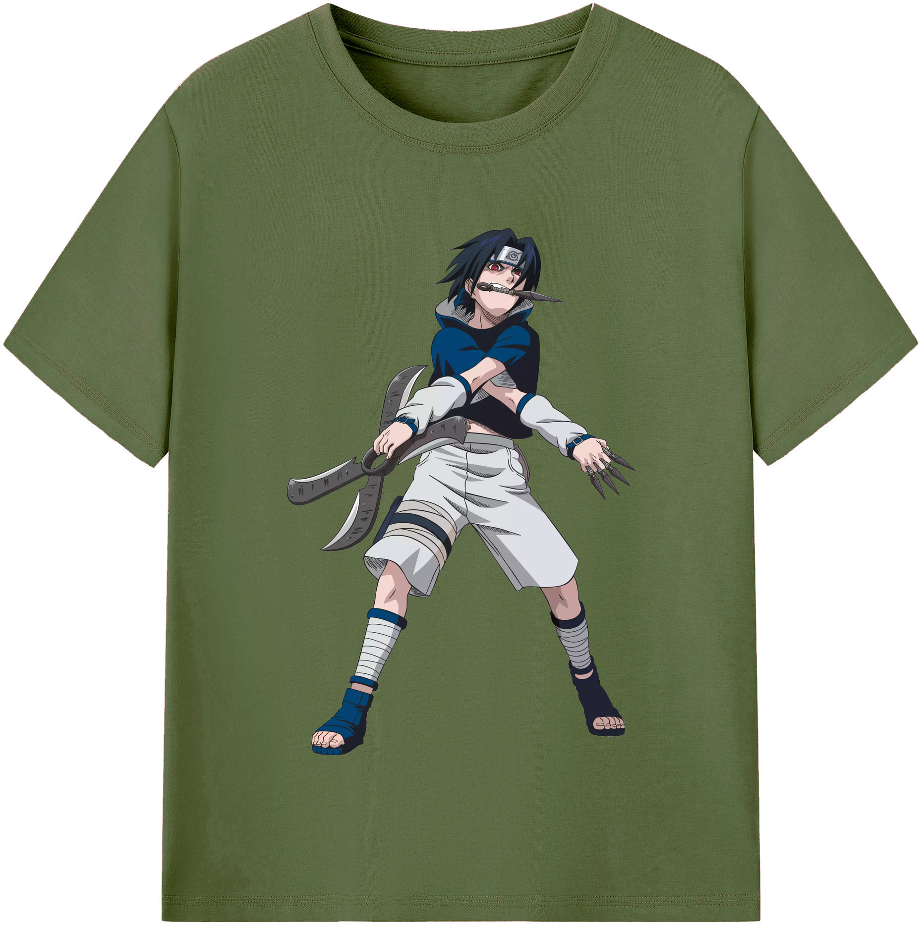 （画像用） NARUTO -ナルト- うちは サスケ Uchiha Sasuke 綿100％半袖Tシャツ（フロントプリント）